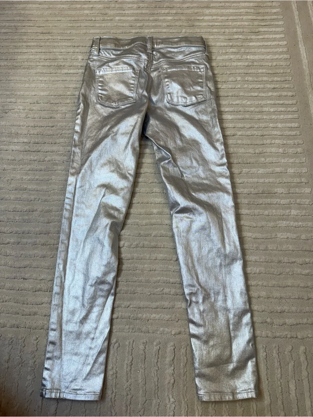 Old Navy Silver Metallic Skinny Jeans Girls size 10